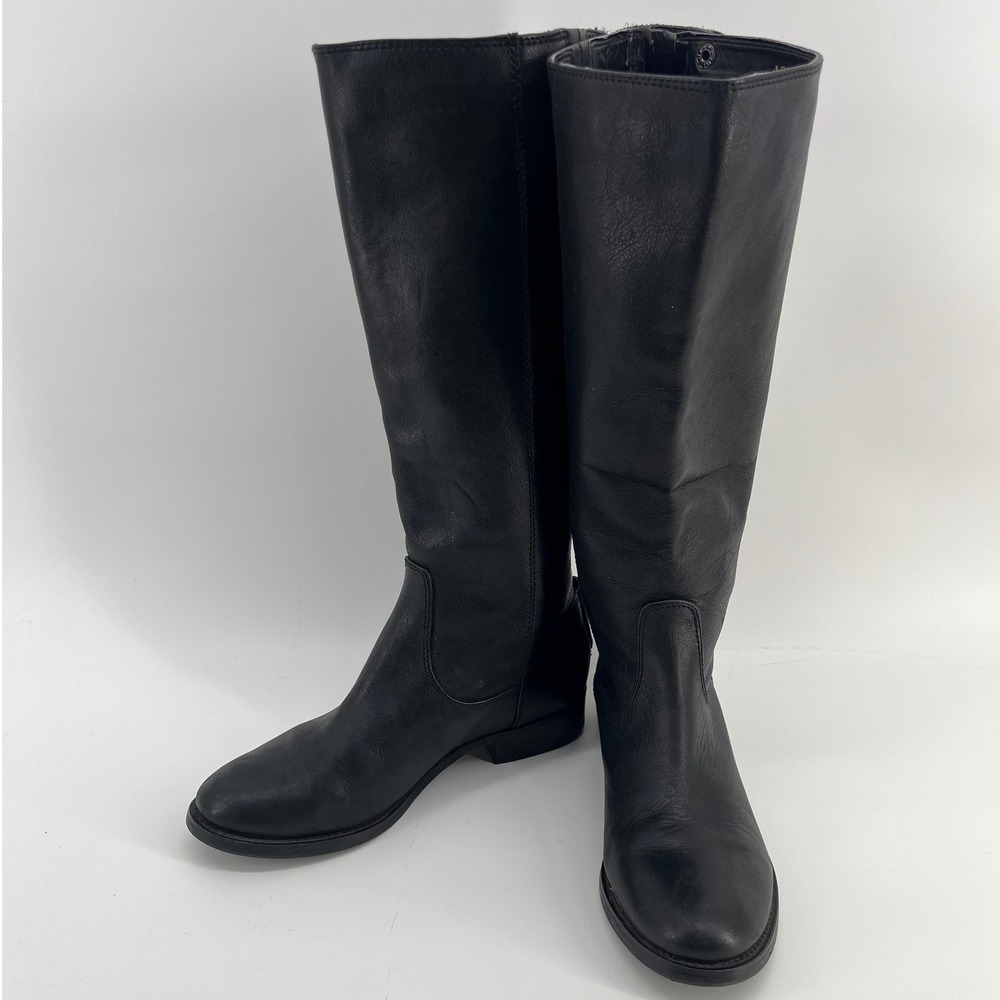 Arturo Chiang Riding Boots Black Leather Back Zip Equestrian Womens 7.5MW